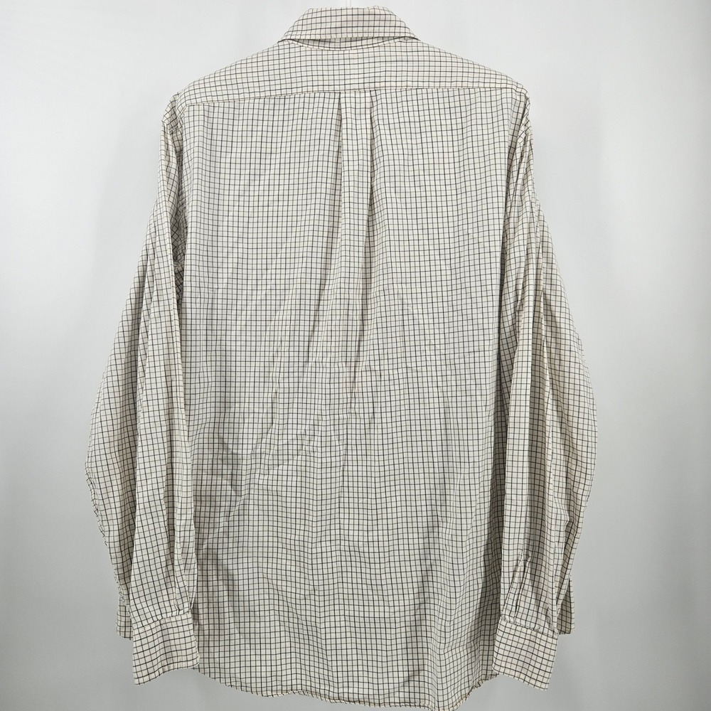 Ralph Lauren Mens XXL Custom Fit Check Button Down Shirt Tan Navy Long Sleeve - Picture 3 of 9